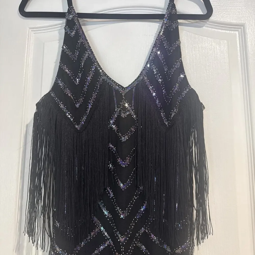 Size Small Women's Sequin Fringe Dress Sexy Fun And A Showstopper